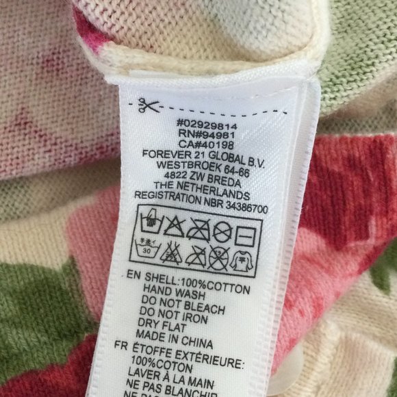 Forever 21 Rose Floral Cotton Sweater, size Small - Picture 4 of 5
